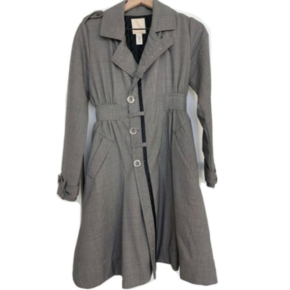 Diesel Belted Trenchcoat Waist Cinch S Black White Tweed Trench Coat Belt Jacket - Picture 1 of 16